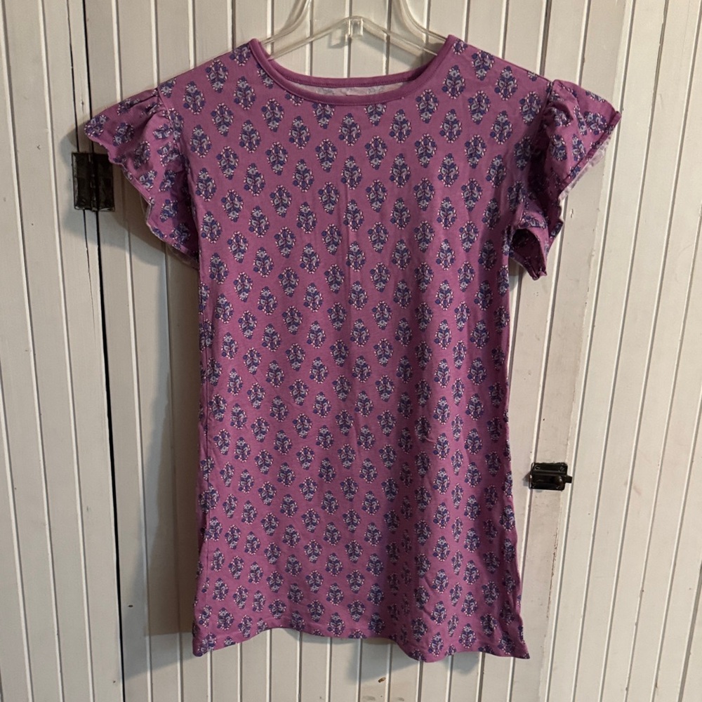 Tea Collection Lavender Floral Ruffle Sleeve Dress